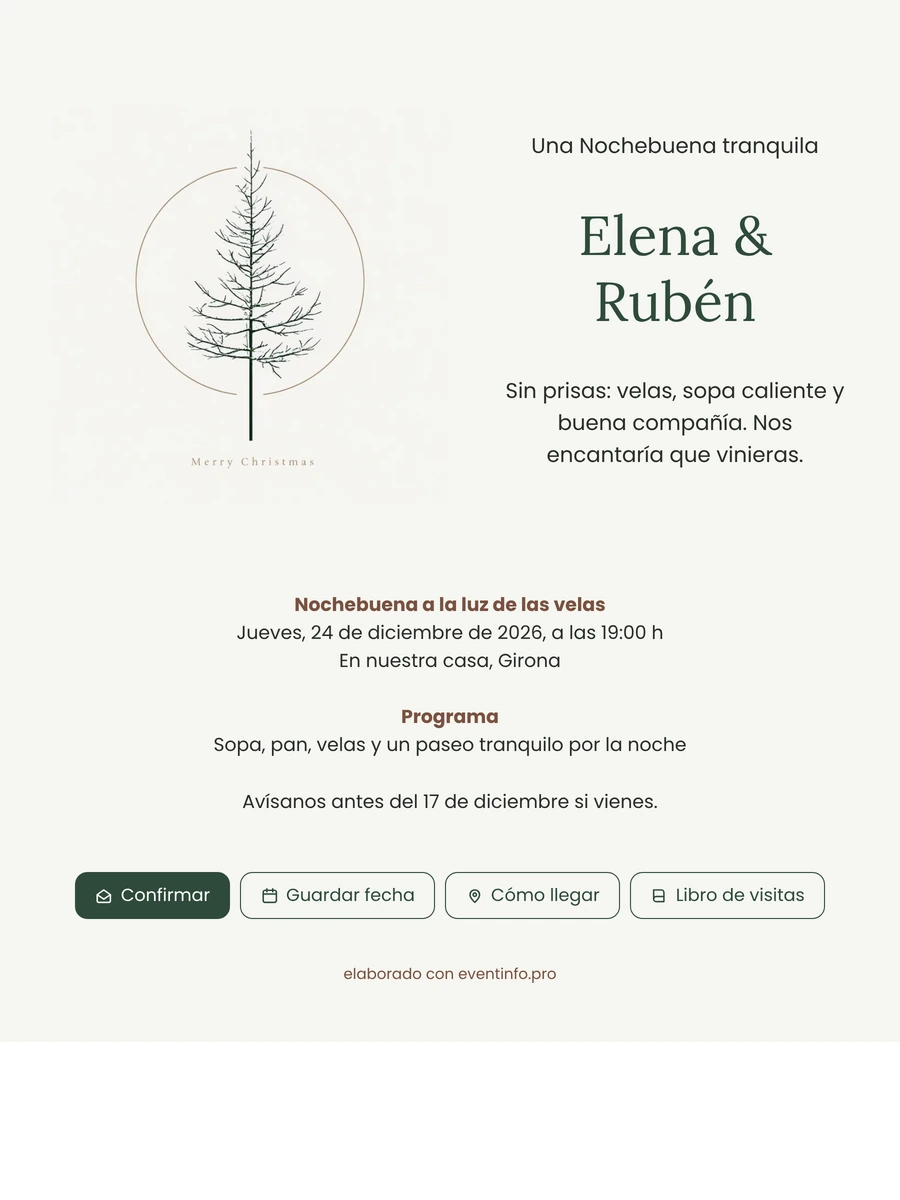 Enviar invitación de Nochebuena con velas
