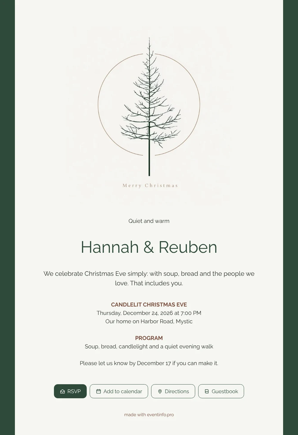 Create a simple soup-and-bread Christmas Eve card &ndash; example 1