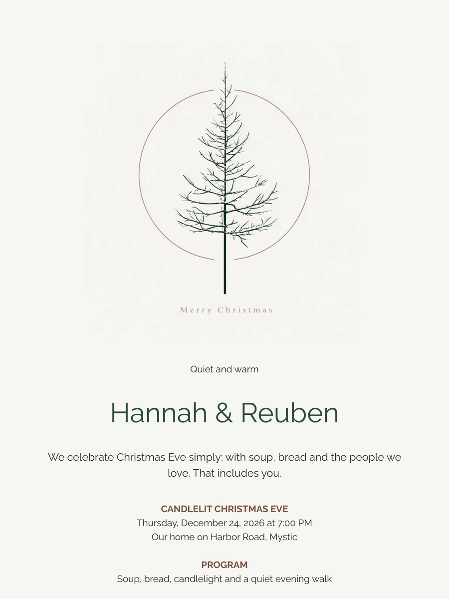 Create a simple soup-and-bread Christmas Eve card