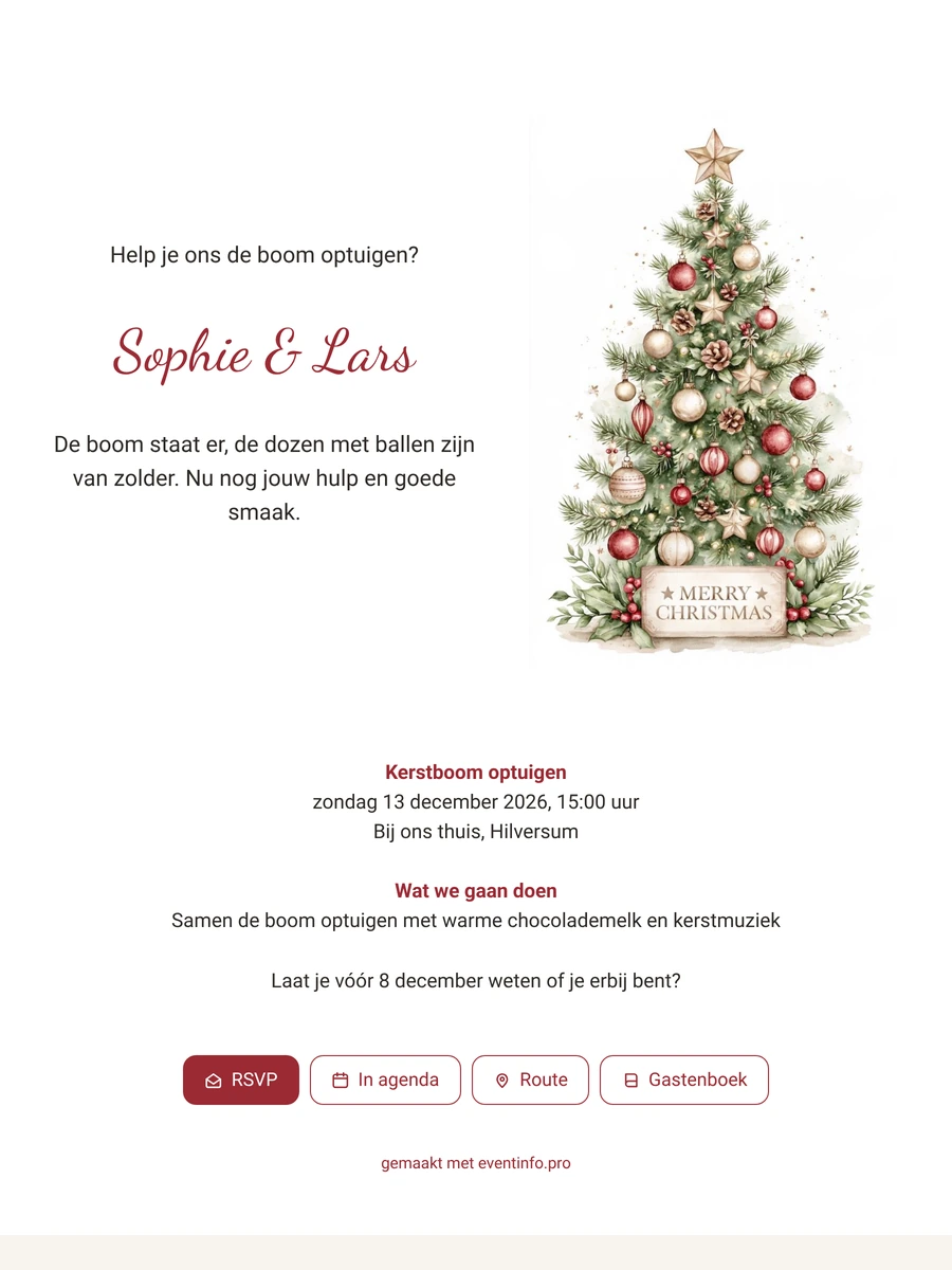 Kerstboomfeest versturen als vrolijke feestuitnodiging
