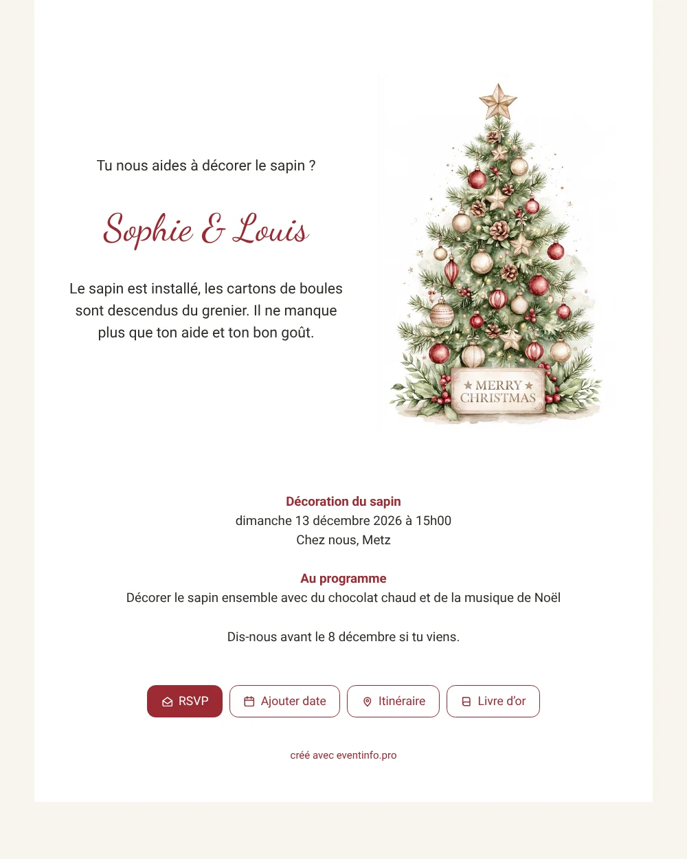 Envoyer une invitation de fête de sapin &ndash; exemple 1