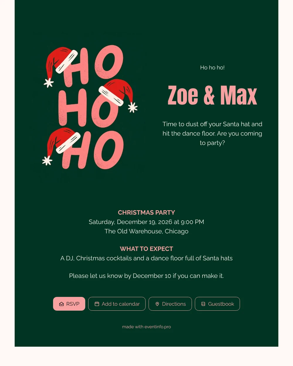 Create a dance floor Christmas party invitation &ndash; example 1