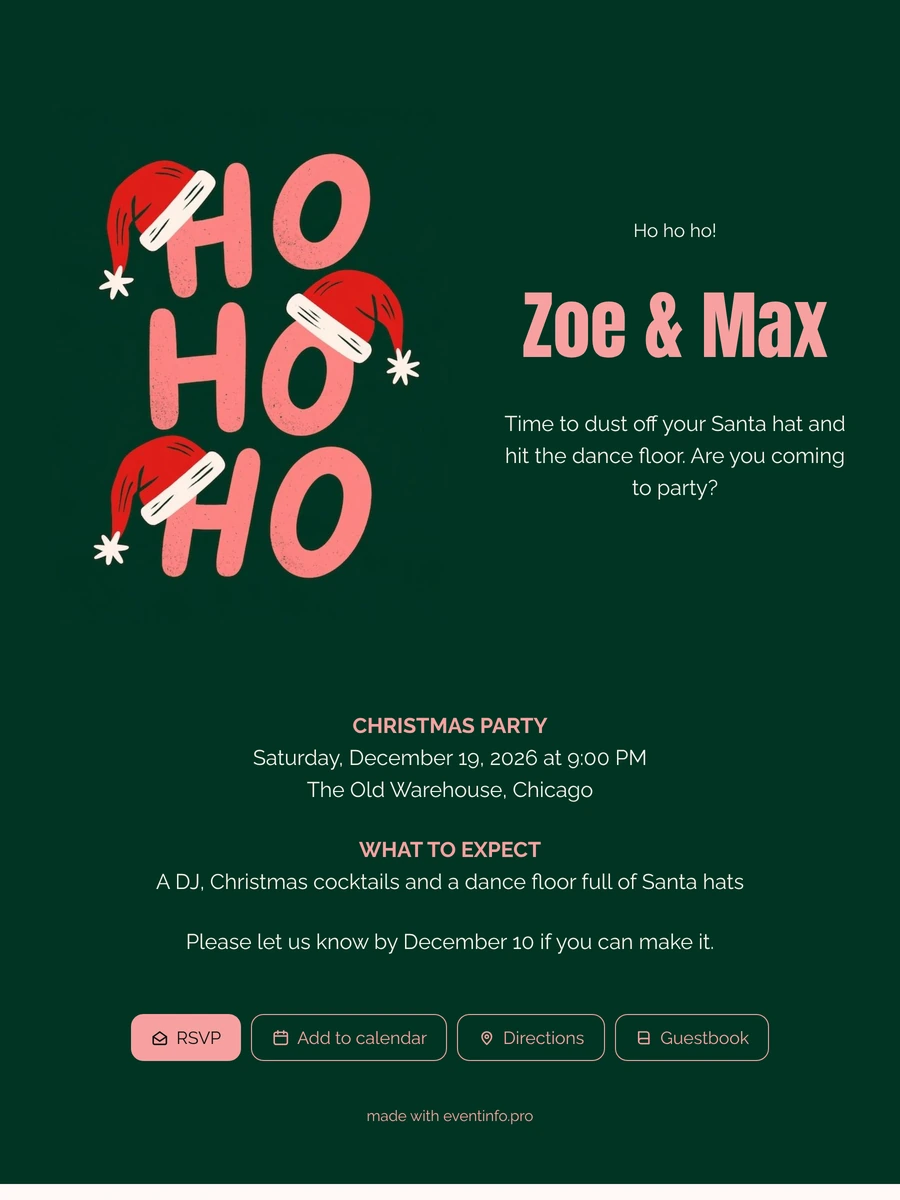 Create a dance floor Christmas party invitation