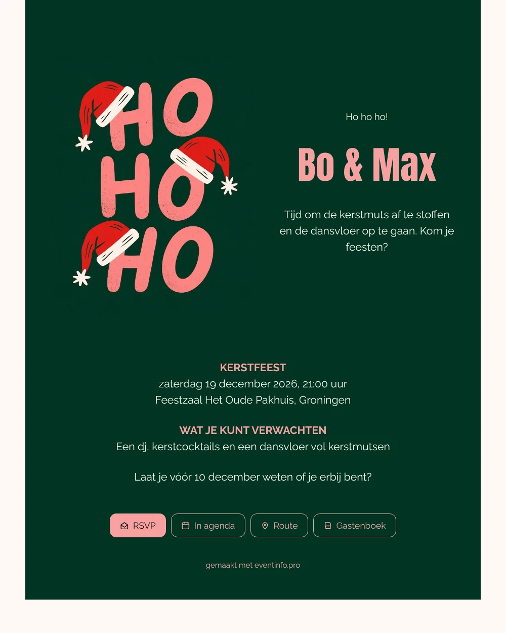 Maak een online kerstfeest uitnodiging met dansvloer &ndash; voorbeeld 1