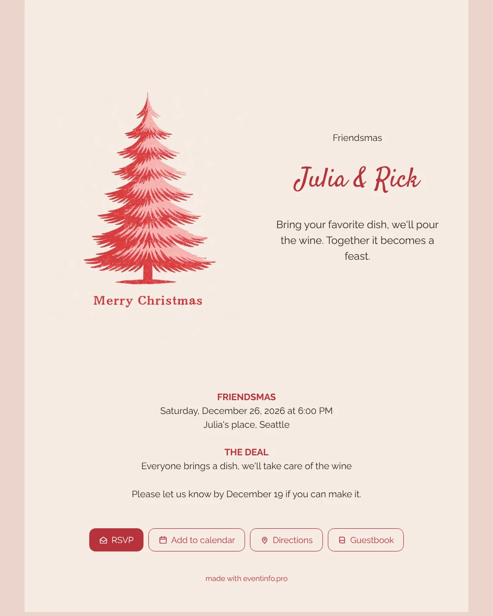 Create a two-tone red fir invitation &ndash; example 1