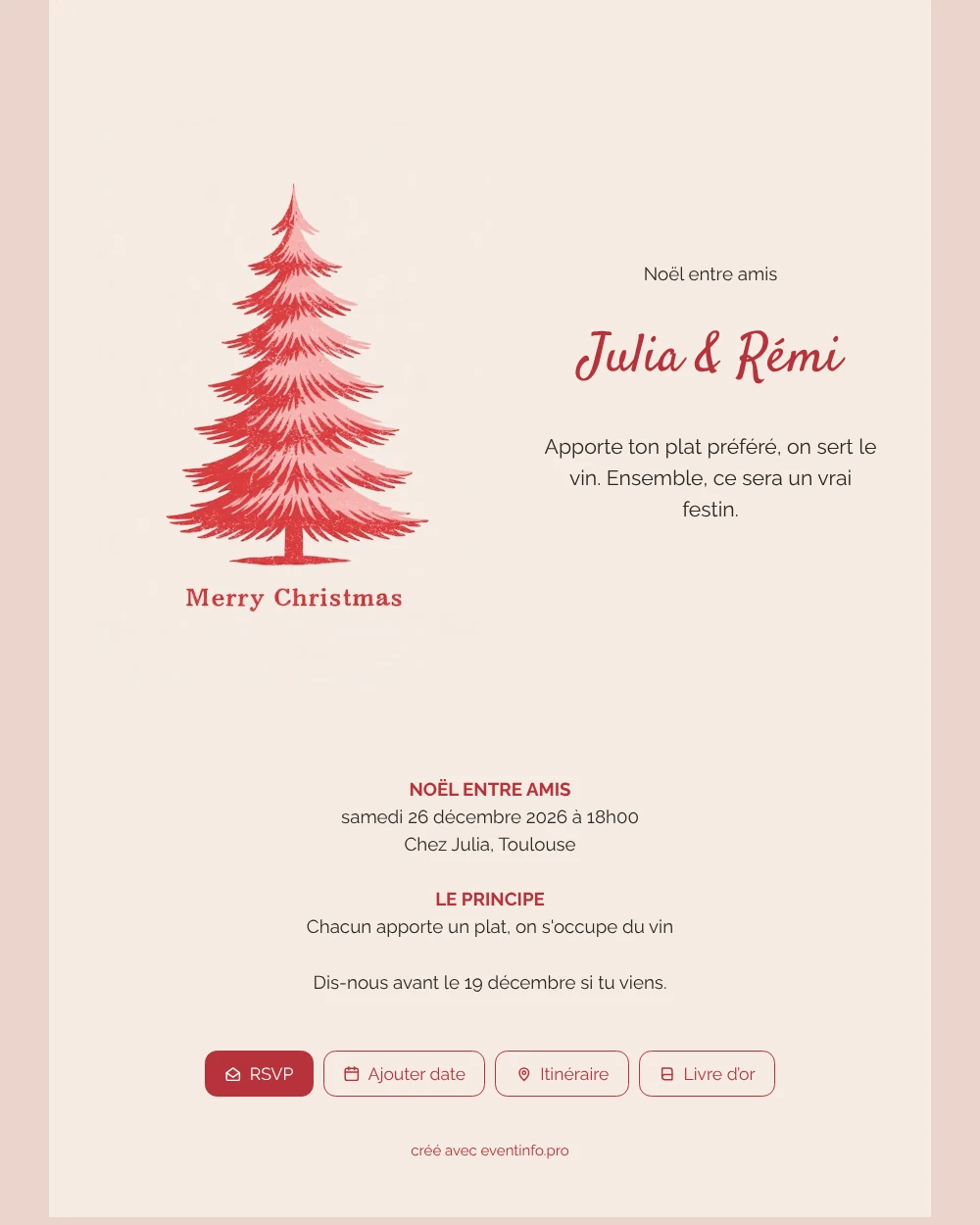 Envoyer une carte au sapin rouge bicolore &ndash; exemple 1