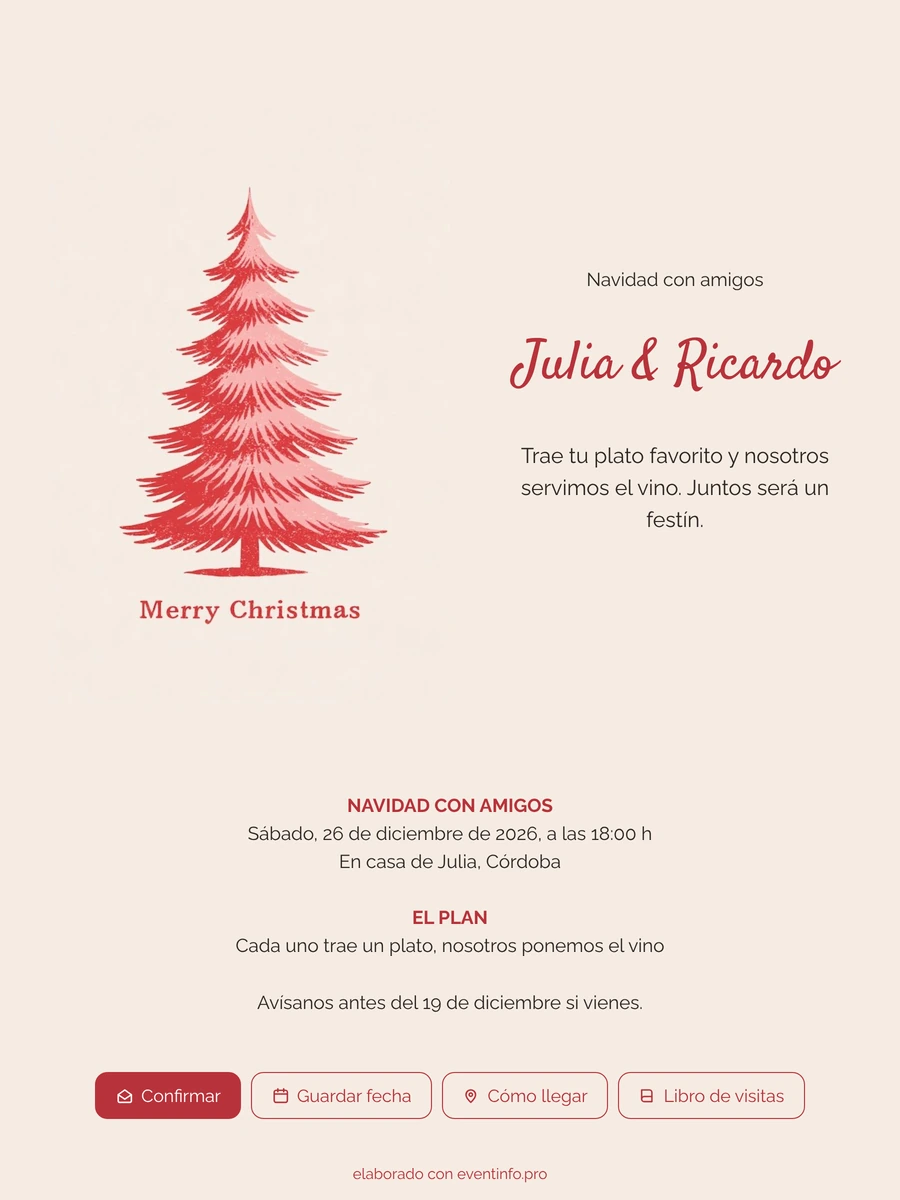 Enviar una tarjeta con abeto rojo bicolor