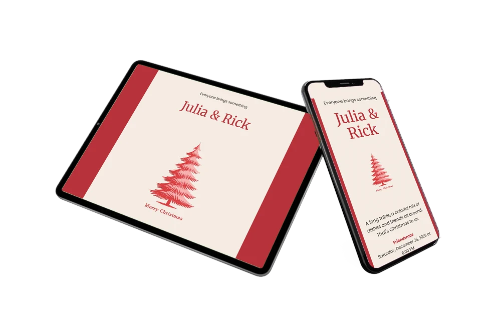 Send a red-bordered Friendsmas invitation by link &ndash; example 2