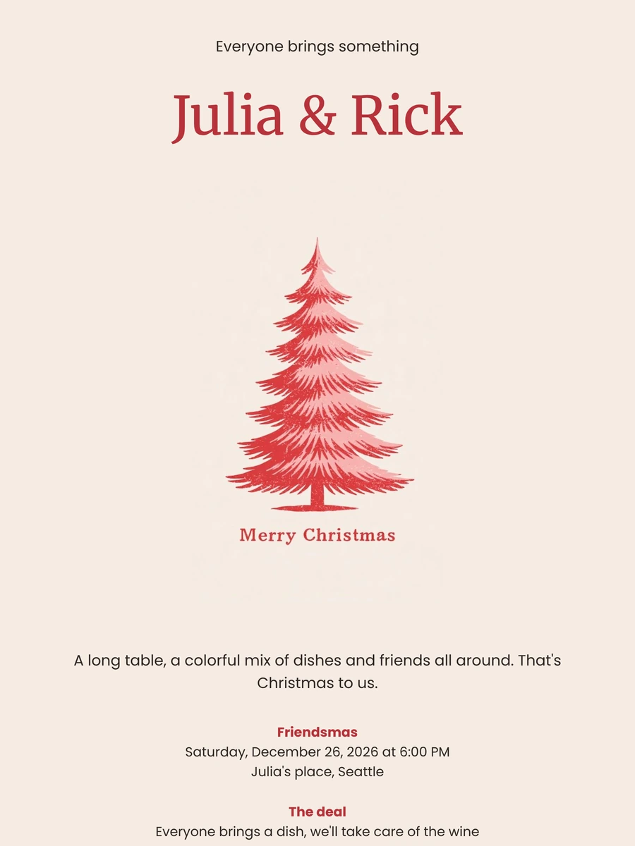 Send a red-bordered Friendsmas invitation by link