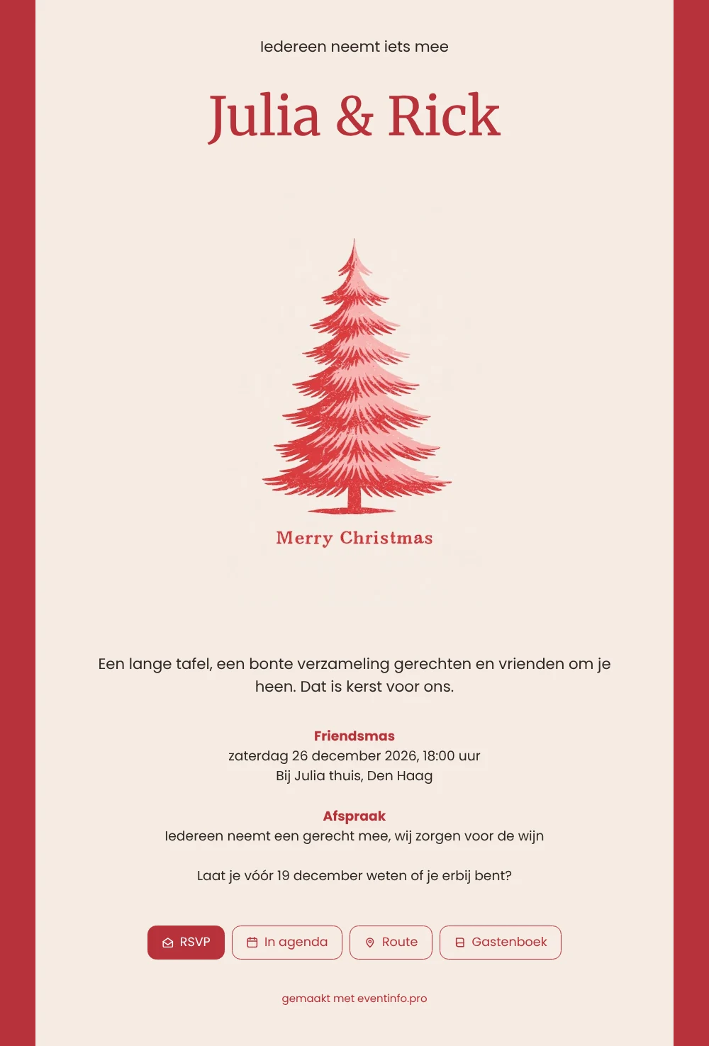 Friendsmas-uitnodiging met rode rand maken &ndash; voorbeeld 1
