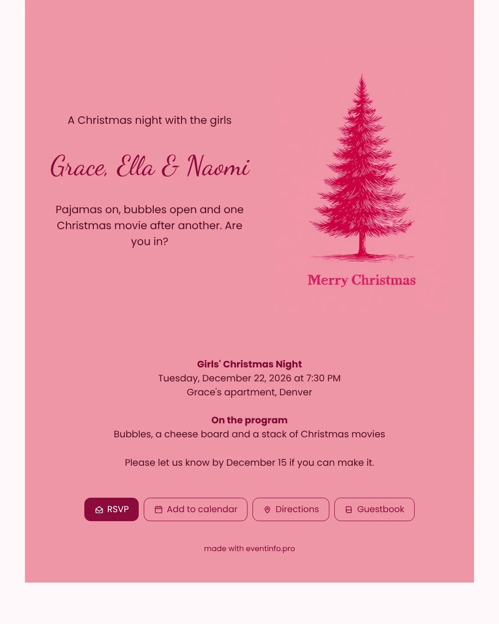 Send a crimson fir invitation to friends &ndash; example 1