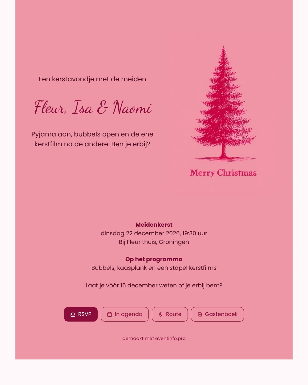 Kerstkaart voor een meidenavond maken &ndash; voorbeeld 1