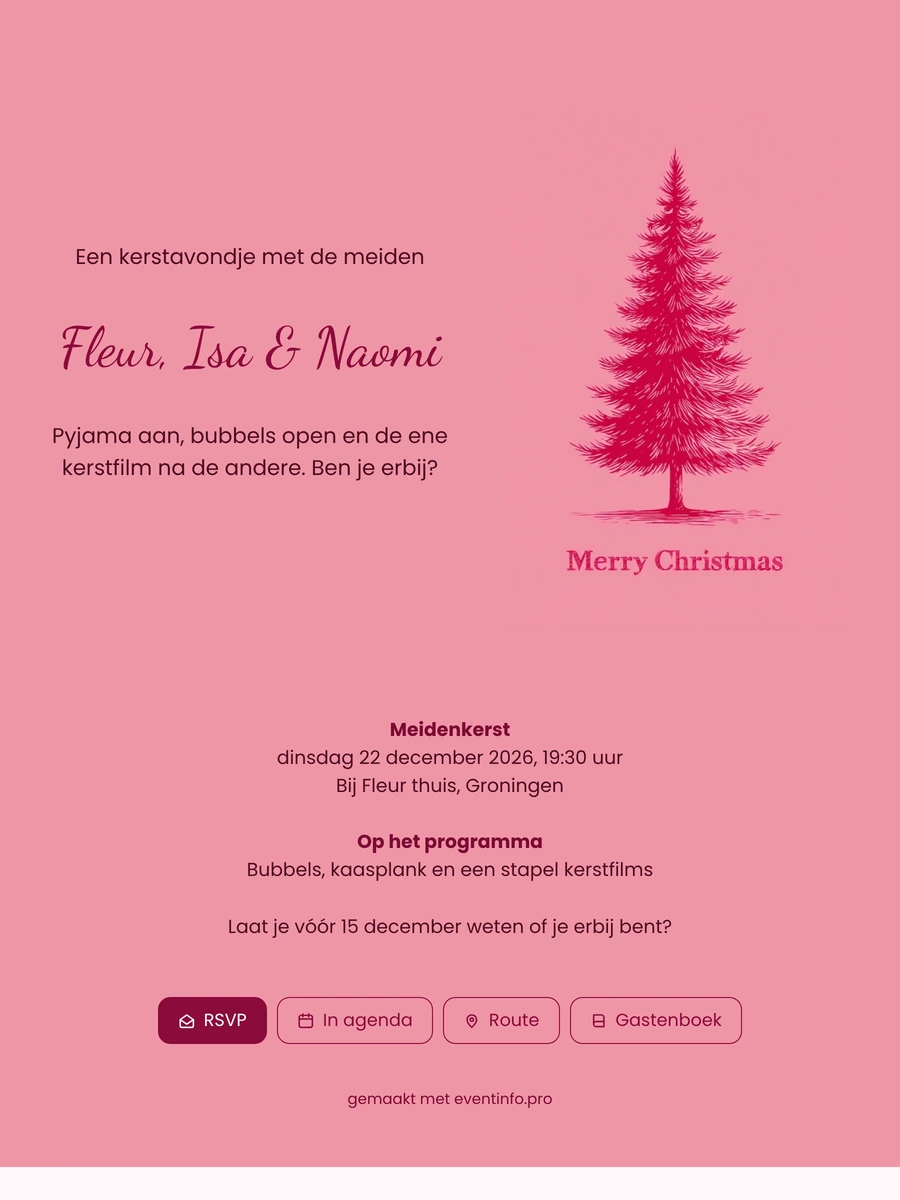 Kerstkaart voor een meidenavond maken