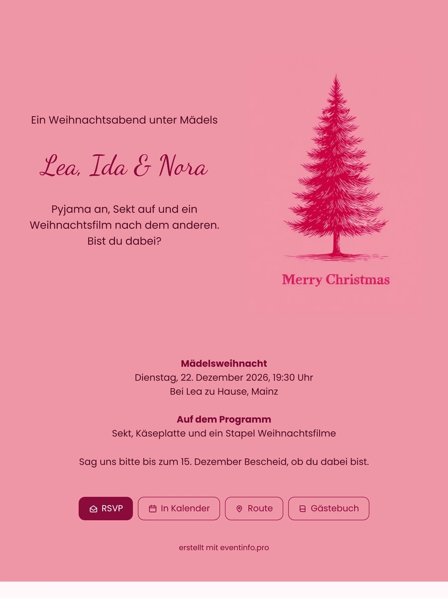 Weihnachtskarte mit karminroter Tanne versenden