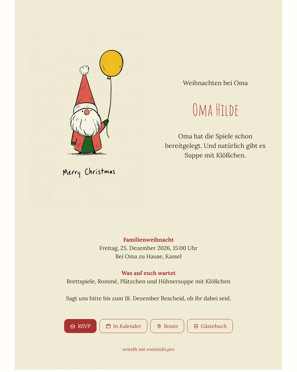 Zwerg mit gelbem Ballon für Omas Weihnachtsfeier &ndash; Beispiel 1
