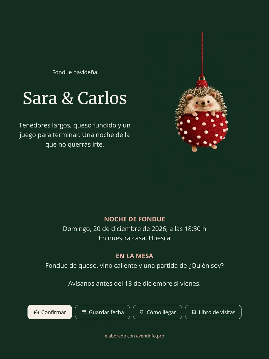 Erizo de lunares para noche de fondue