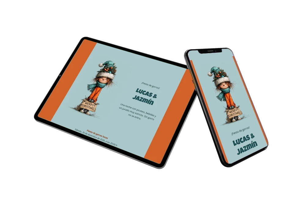Gorro enorme, bufanda turquesa y marco naranja &ndash; ejemplo 2