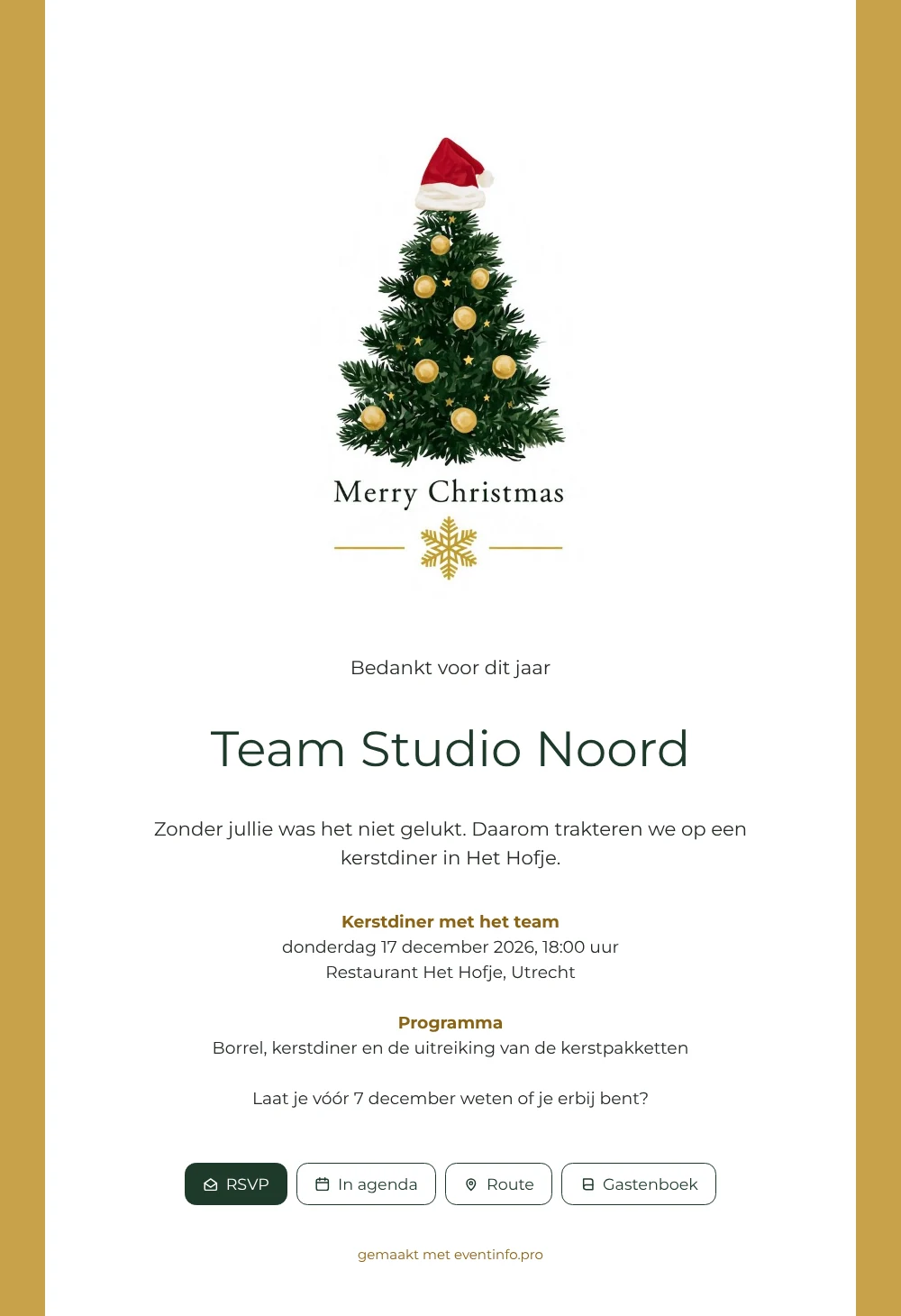 Bedankkaart voor je team met kerstdiner maken &ndash; voorbeeld 1