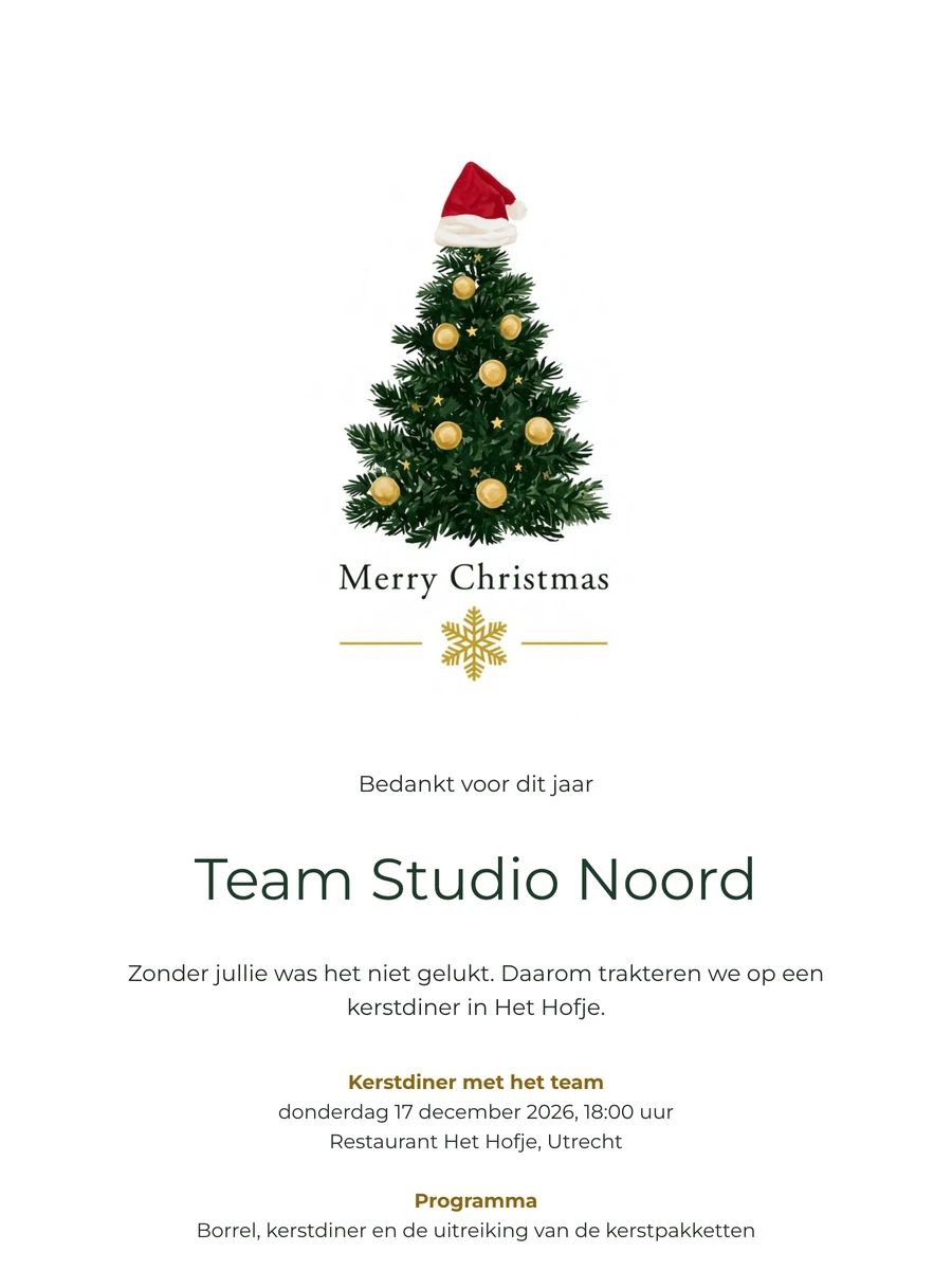 Bedankkaart voor je team met kerstdiner maken