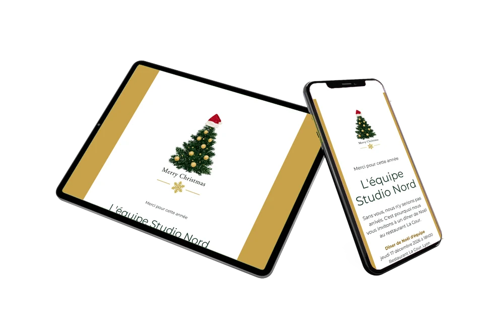 Flocon doré et sapin: dîner de Noël &ndash; exemple 2