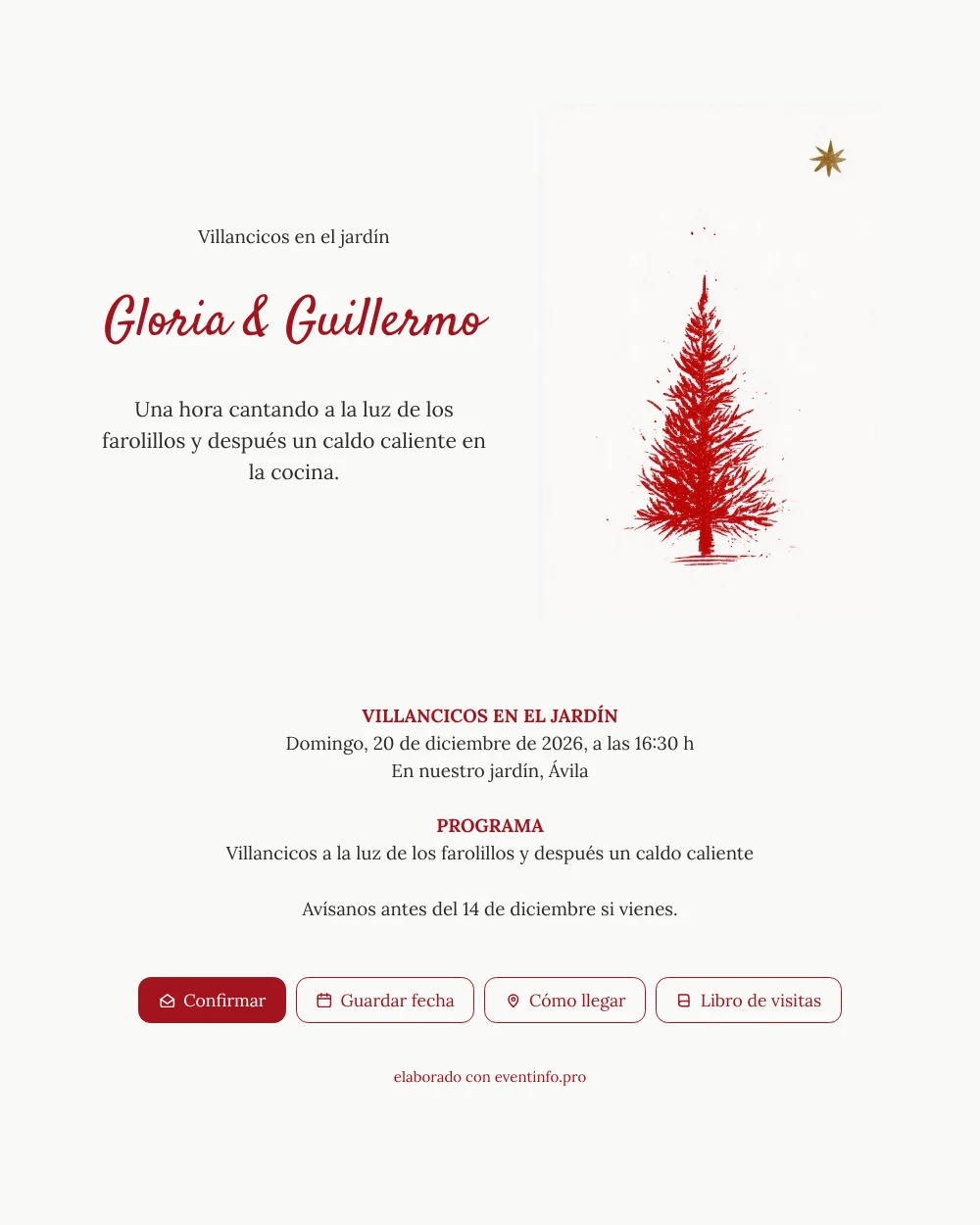 Abeto rojo estampado y estrella dorada &ndash; ejemplo 1
