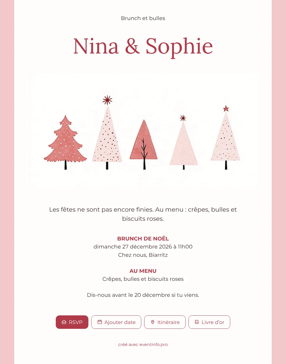 Cinq sapins pastel pour un brunch &ndash; exemple 1