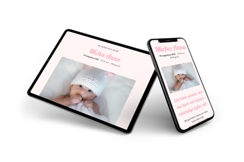 Lief roze digitaal geboortekaartje - Visual 2