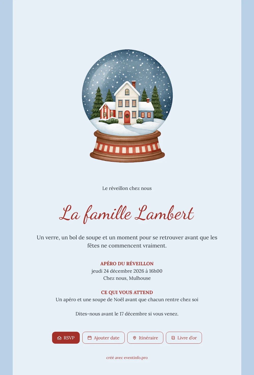Boule à neige, réveillon en famille &ndash; exemple 1