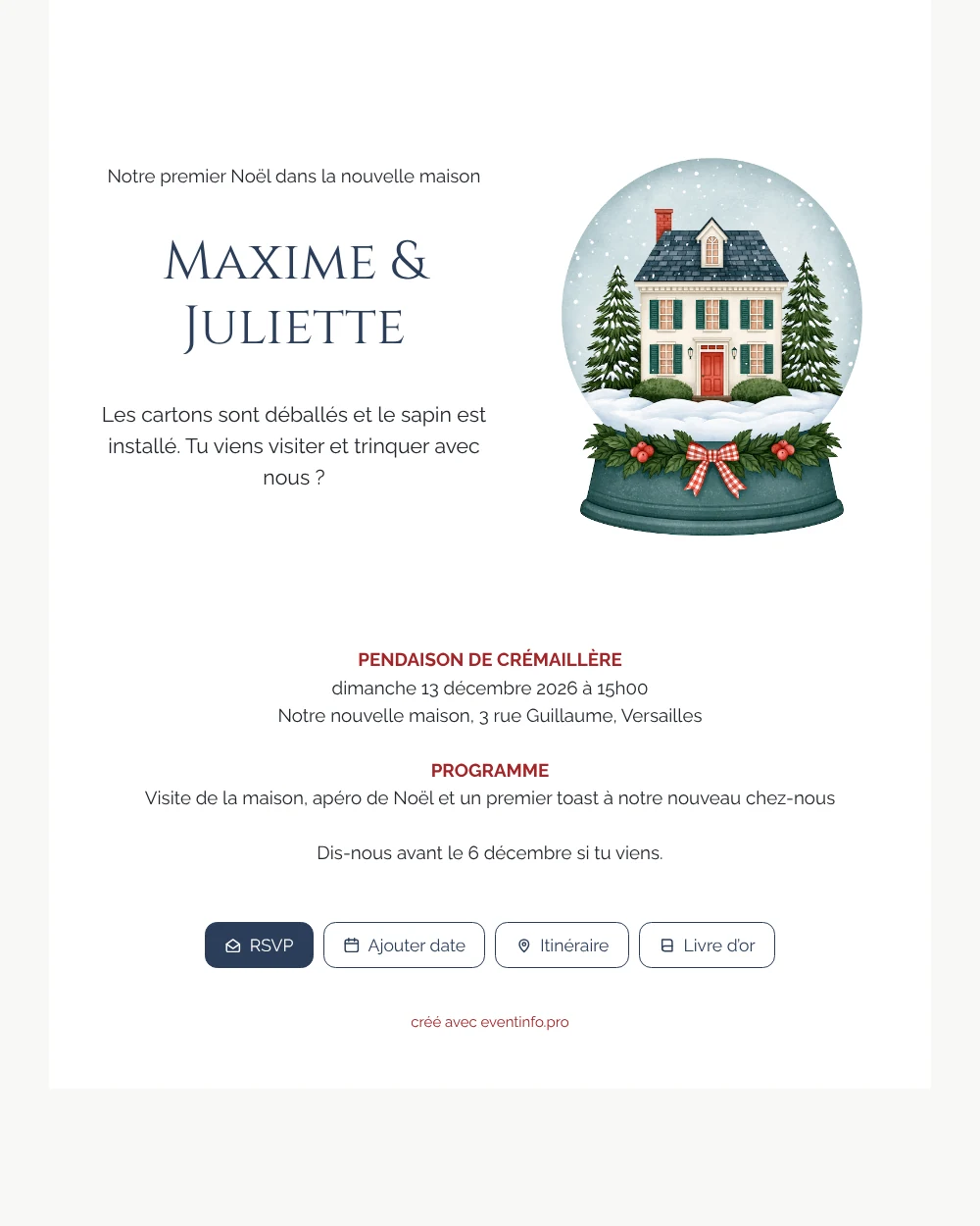 Boule à neige, houx et nœud vichy &ndash; exemple 1
