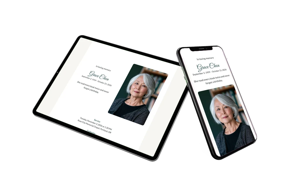 Send a gentle funeral card with calligraphy &ndash; example 2