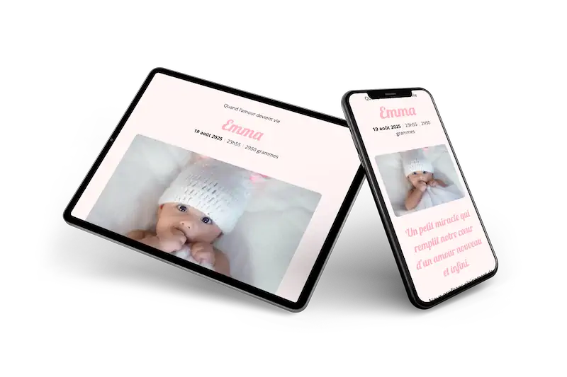 Annoncez b&eacute;b&eacute; avec un faire-part rose num&eacute;rique &ndash; example 2