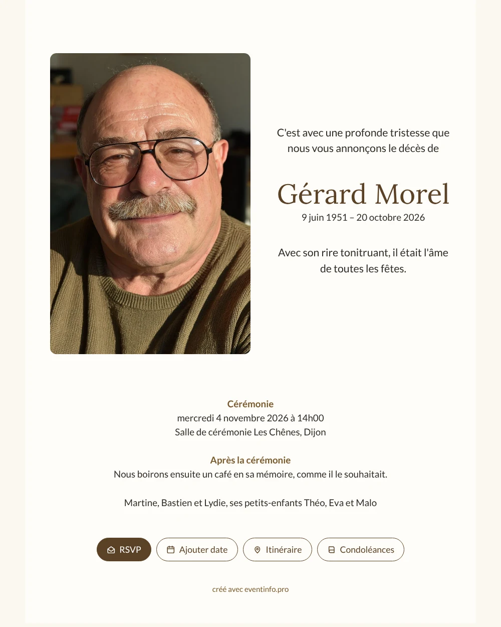 Envoyer un faire-part au portrait ensoleillé &ndash; exemple 1