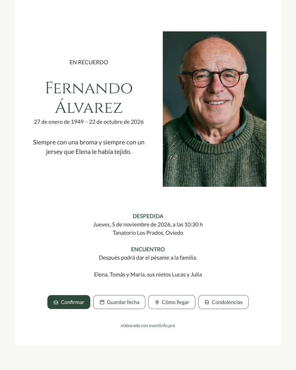 Enviar una esquela con retrato sonriente &ndash; ejemplo 1