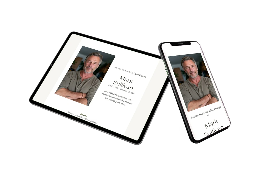 Make a white funeral card with portrait &ndash; example 2