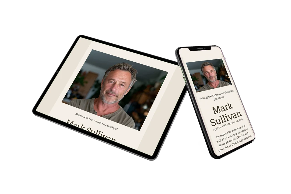 Create a linen funeral card with portrait &ndash; example 2