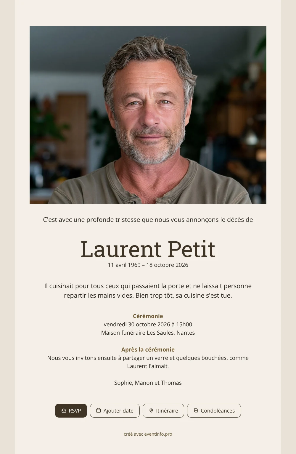 Créer un faire-part couleur lin avec portrait &ndash; exemple 1