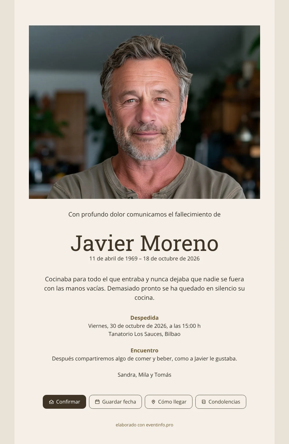 Crear una esquela color lino con retrato &ndash; ejemplo 1