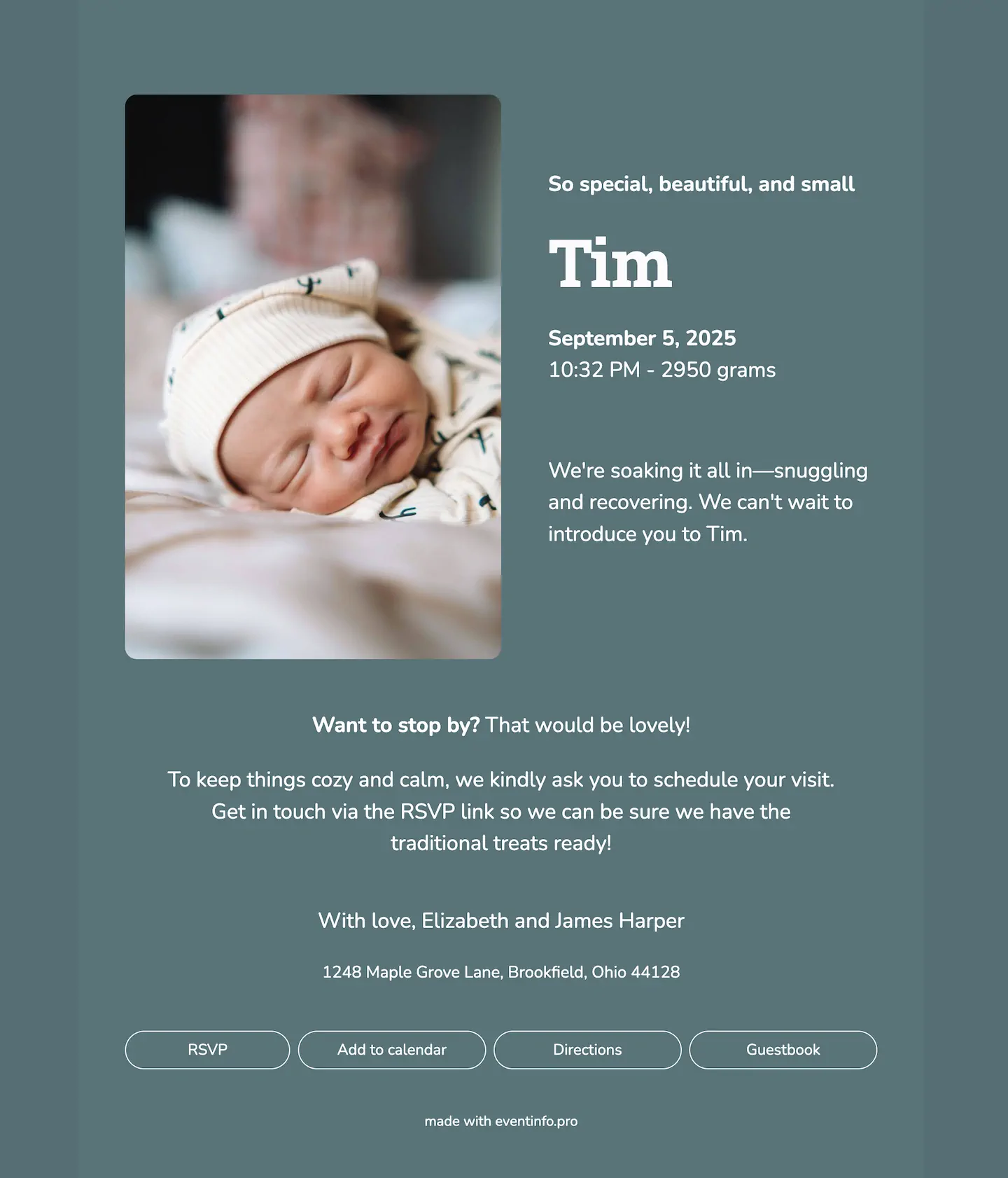 Bold digital birth card