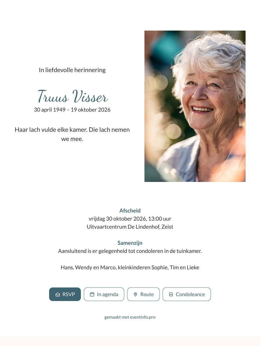 Rouwkaart met blauwgroene naam versturen