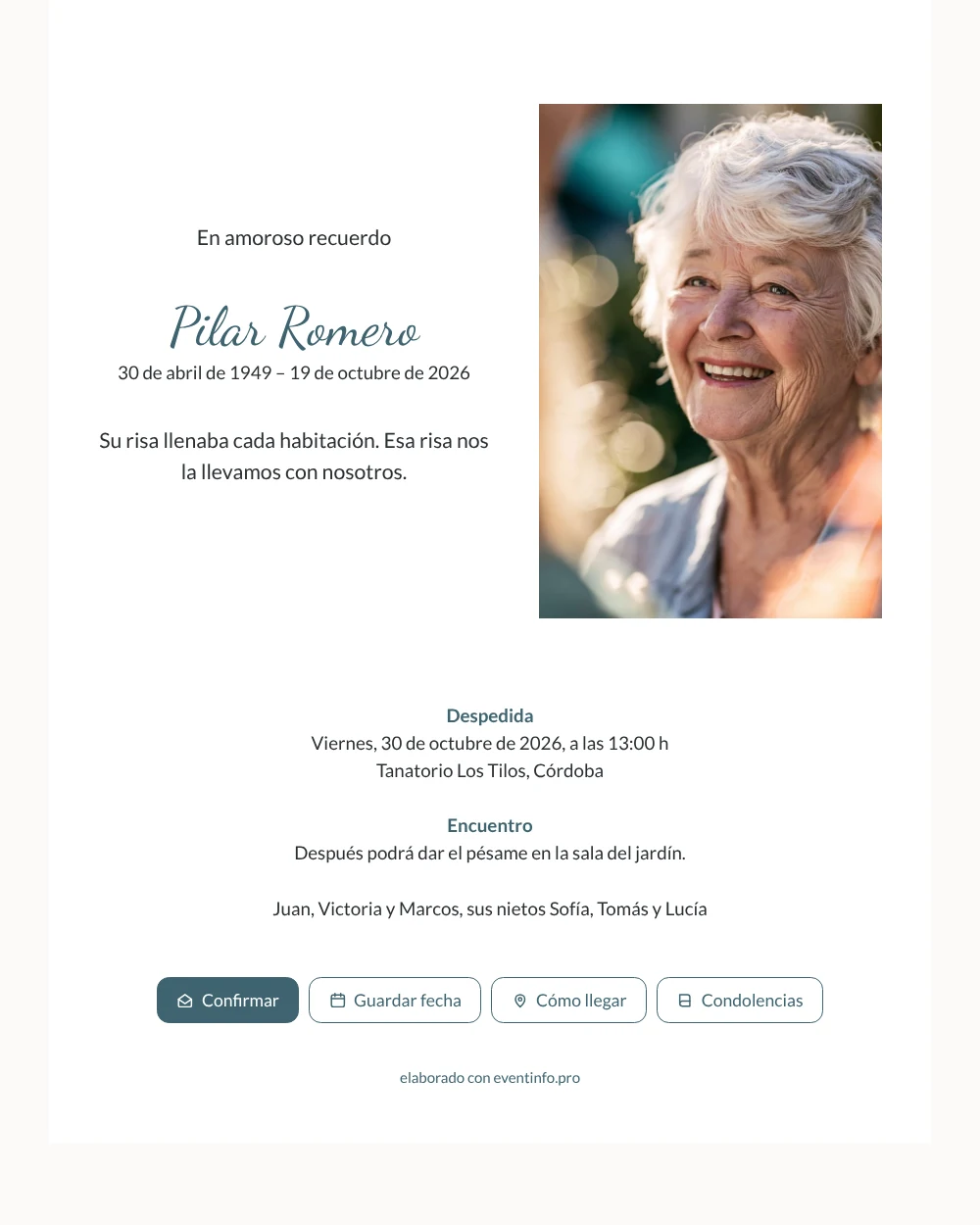 Enviar una esquela con nombre verde azulado &ndash; ejemplo 1