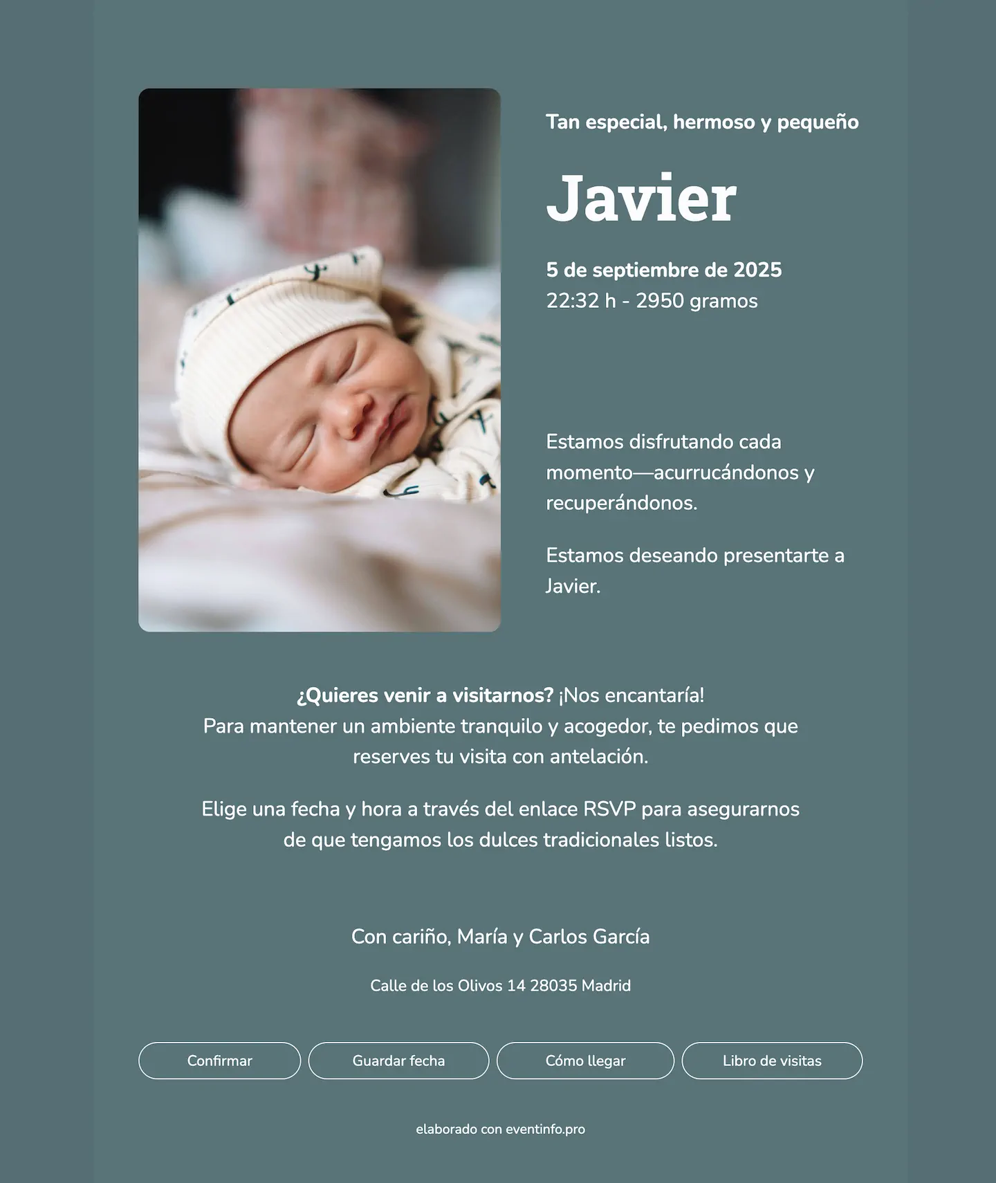 Tarjeta de nacimiento moderna