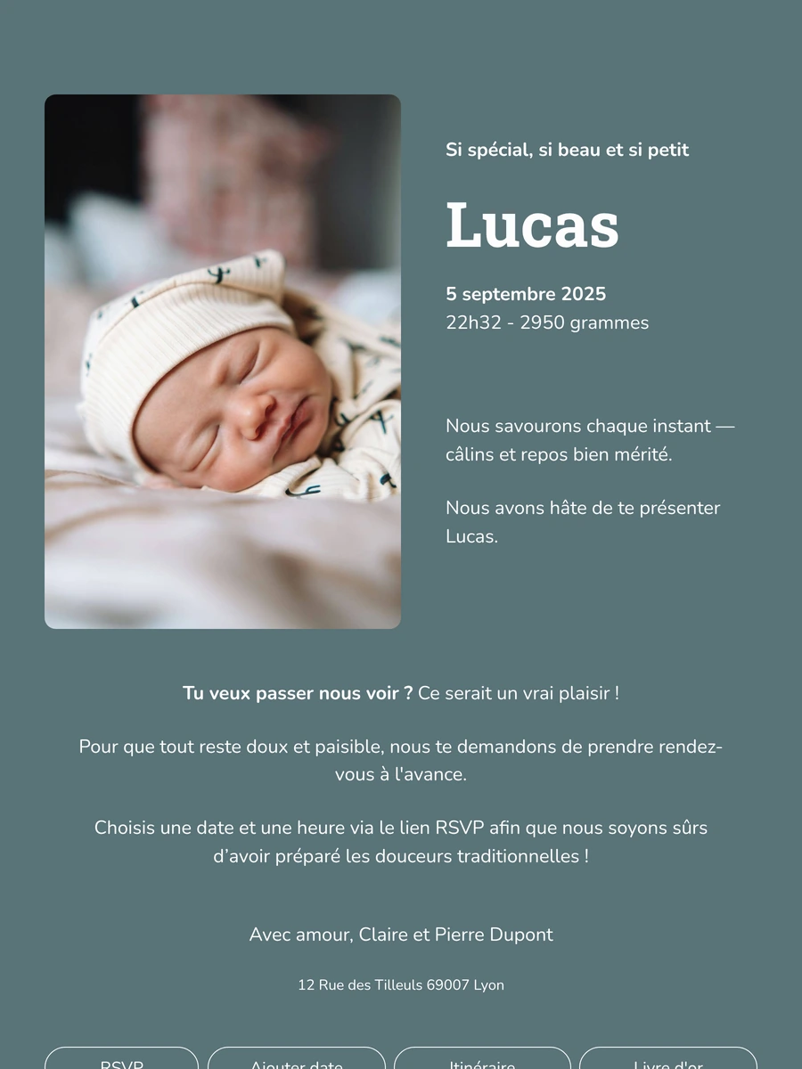 Faire-part de naissance en ligne au style affirm&eacute;