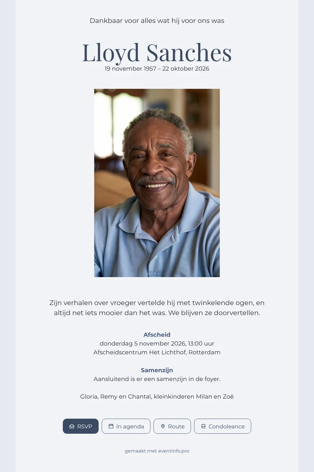 Rouwkaart met grote naam en portret eronder &ndash; voorbeeld 1