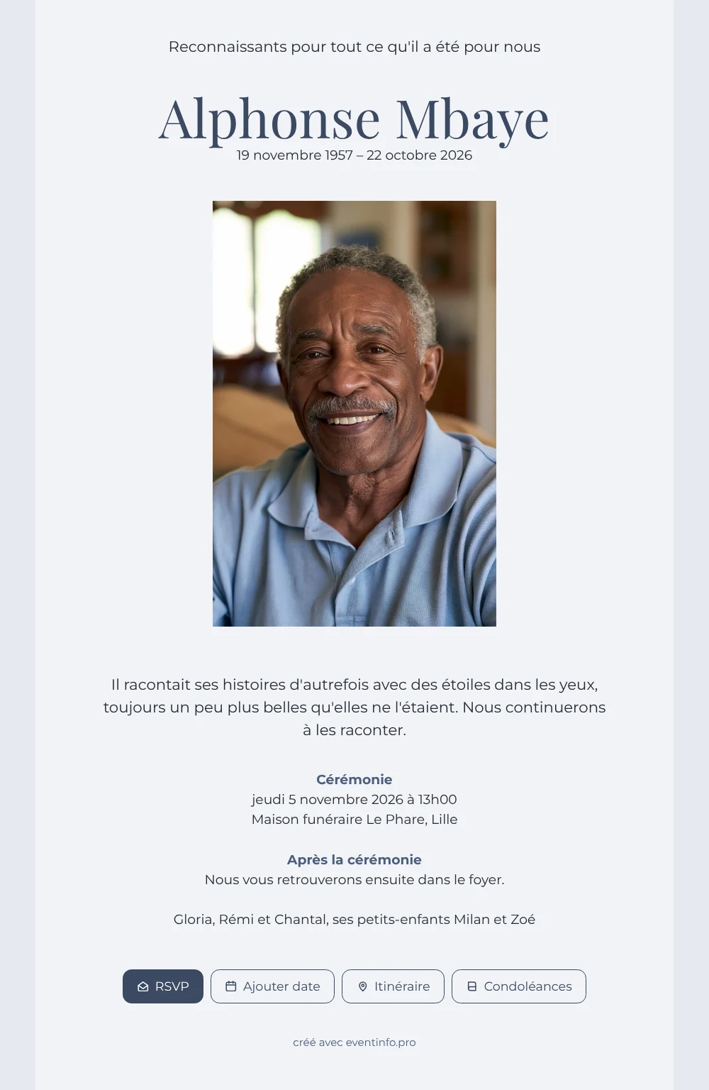 Faire-part avec grand nom et portrait &ndash; exemple 1