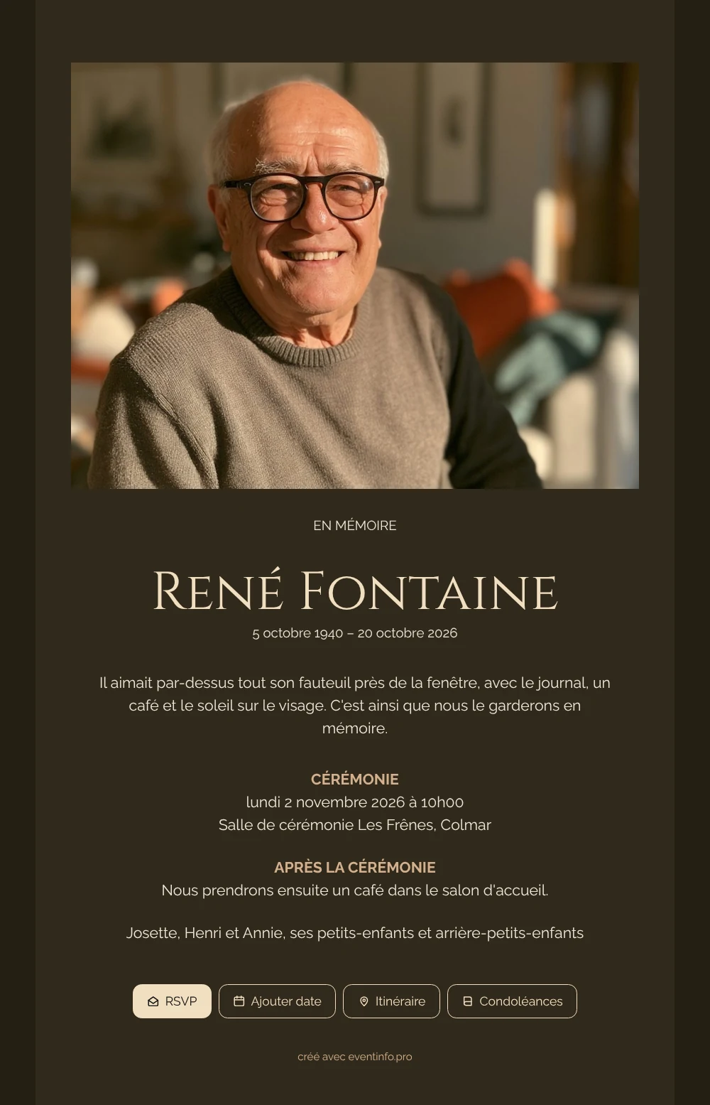 Créer un faire-part brun au portrait chaleureux &ndash; exemple 1