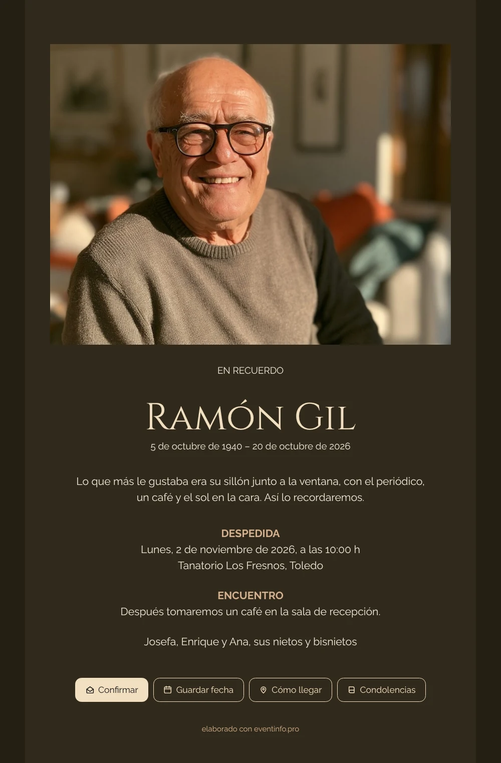 Crear una esquela color café con retrato &ndash; ejemplo 1