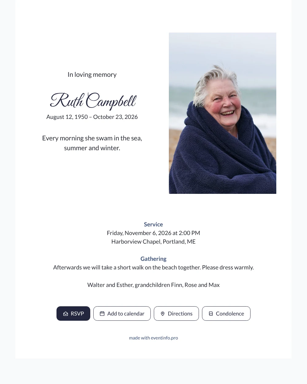 Create an airy funeral card with portrait &ndash; example 1