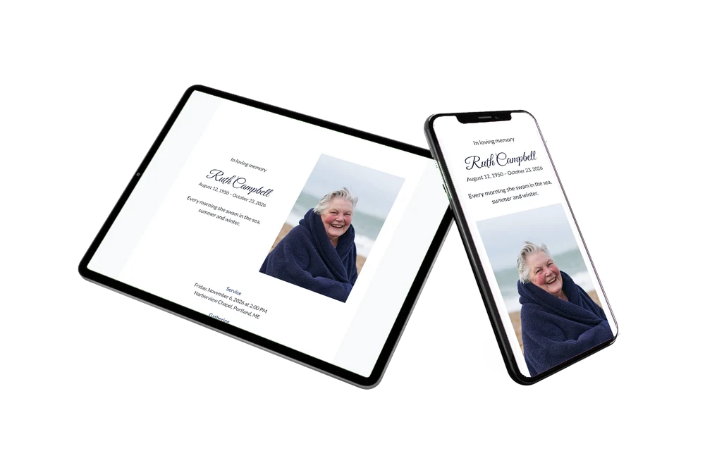 Create an airy funeral card with portrait &ndash; example 2
