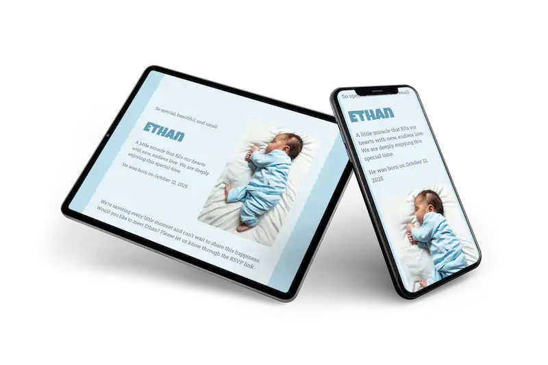 Soft blue digital birth card - Visual 2
