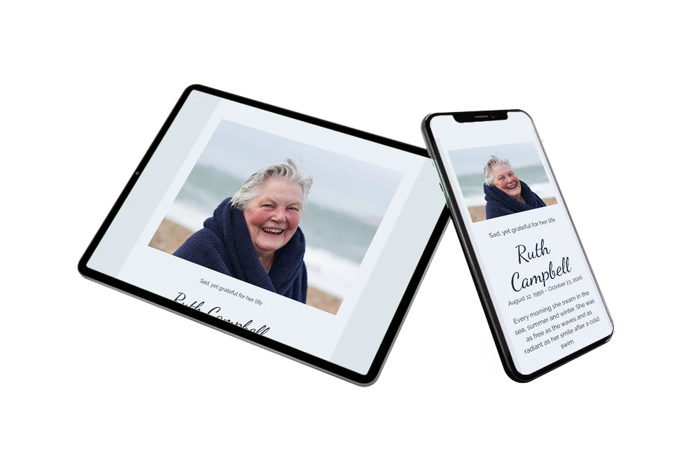 Send a seaside funeral card with portrait &ndash; example 2